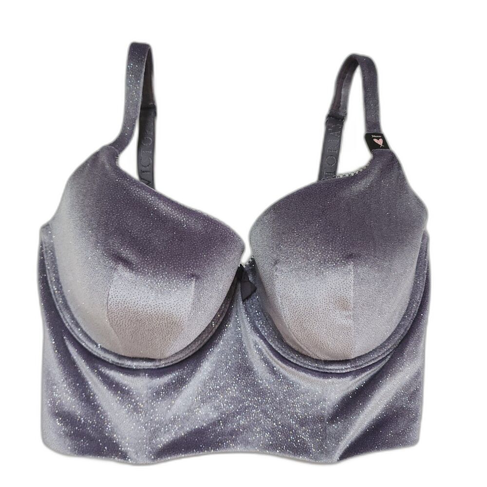 Victoria's Secret Body by Victoria Grey Sparkle Velvet Longline Demi Bra NWT - Picture 2 of 7